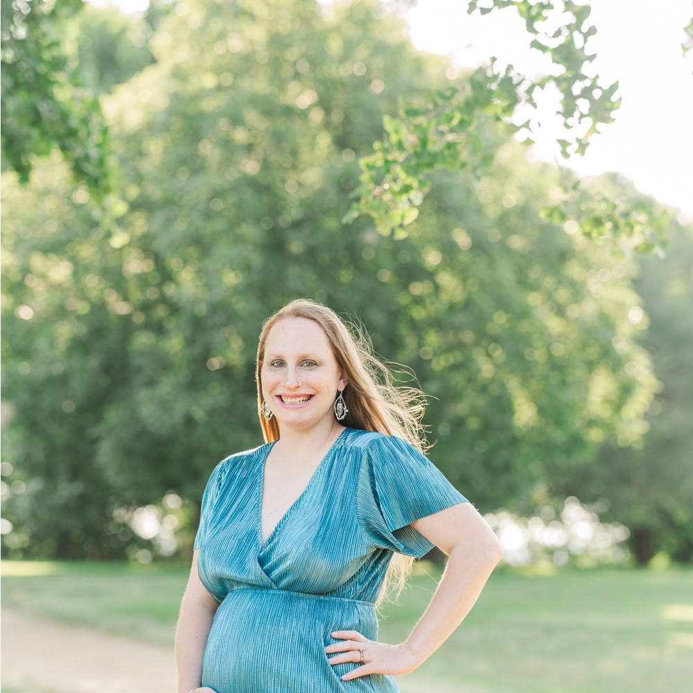 Greek Goddess V Neck Pleated Maternity Dress